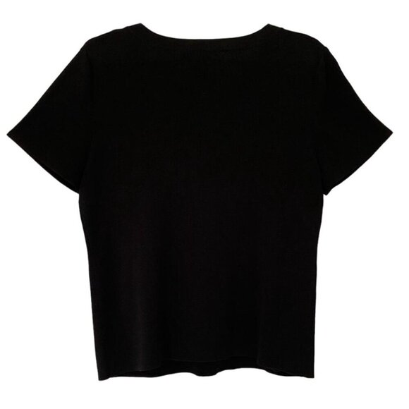 Cable and Gauge, Women's Stone Design Stretch Blouse, Black, Nylon, Viscose. - Picture 4 of 5
